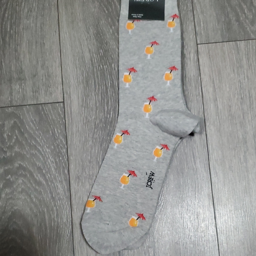 J. Crew Gray Novelty Cocktail Gray Grey with Orange Crew Socks